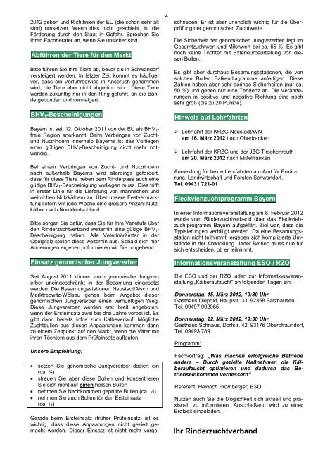 Rundbrief I / 2012 - Rinderzuchtverband Oberpfalz e.V.