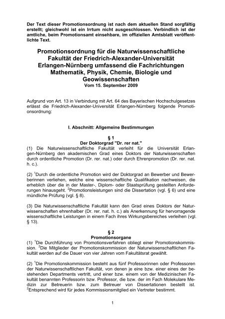 Promotionsordnung für die Naturwissenschaftliche Fakultät der ...