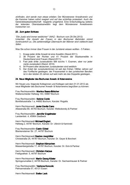 Mitglieder-Rundschreiben vom 08.11.2012 - Bochumer Anwalt