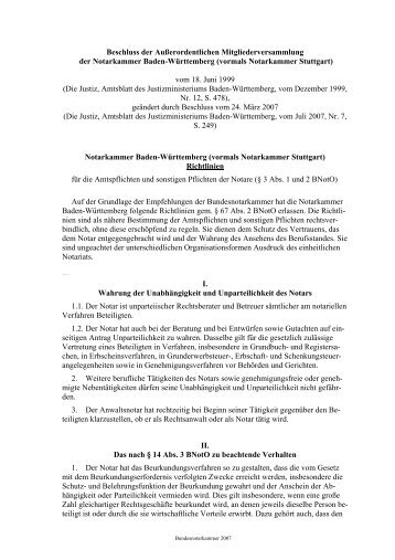 Richtlinien der Notarkammer Baden-Württemberg