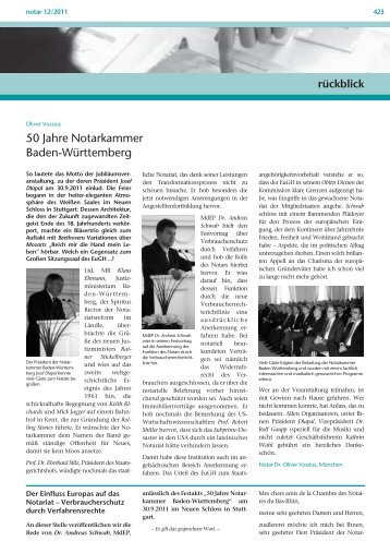 50 Jahre Notarkammer Baden-Wu¨rttemberg - Dr. Andreas Schwab