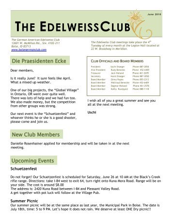 THE EDELWEISSCLUB - German-American Club of Boise, Idaho