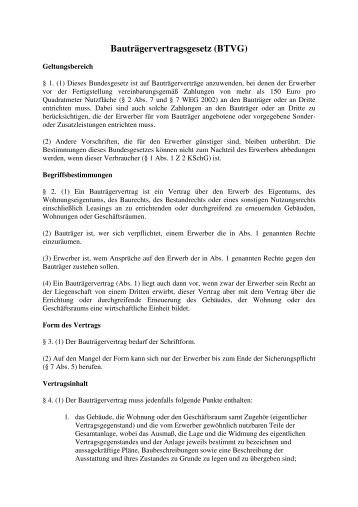 Bauträgervertragsgesetz (BTVG)