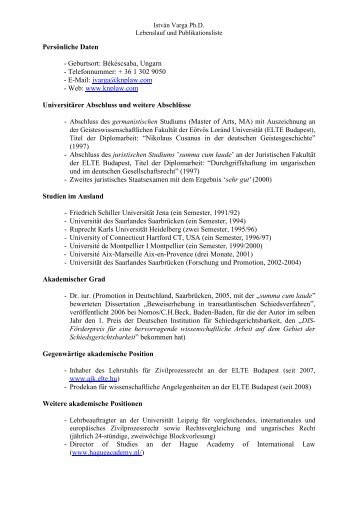 CV und Publikationen (pdf) - Nagy-Koppány Kornélia