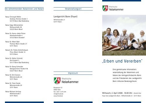 Notare Dr. Rabl Und Dr. Gassen „Erben und Vererben“ - Dr. Rabl und Dr. Gassen, Notare in Bonn