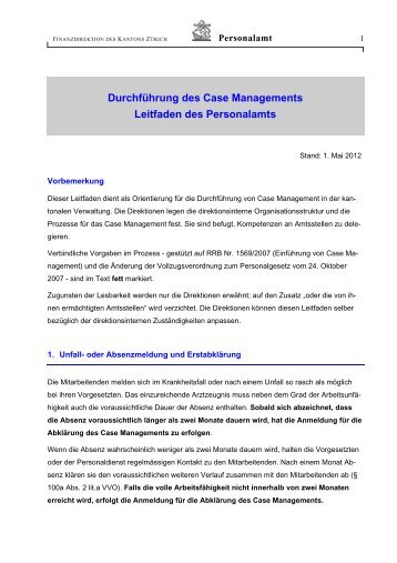 Leitfaden Case Management - Personalamt