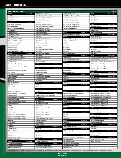 Rcbs Shell Holder Number Chart