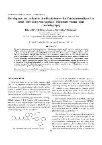 Development and validation of a dissolution test for Candesartan ...