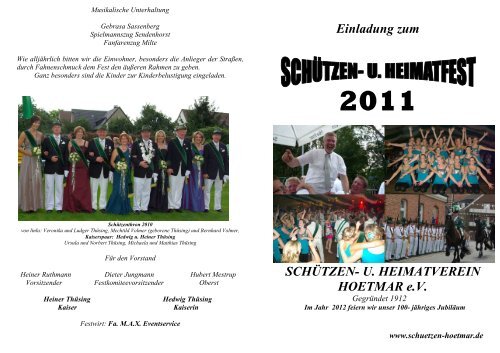 Festprogramm 2011 - Schützen- und Heimatverein Hoetmar
