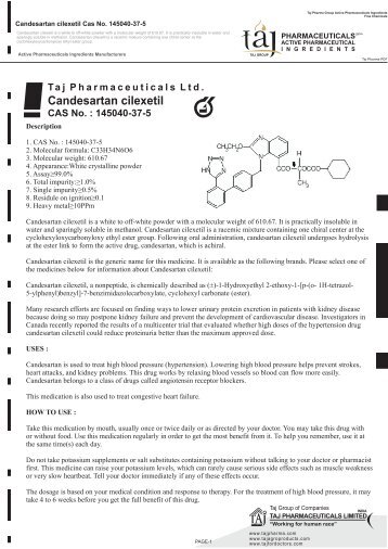 Candesartan cilexetil manufacturers in India, cas. No. 145040-37-5 ...