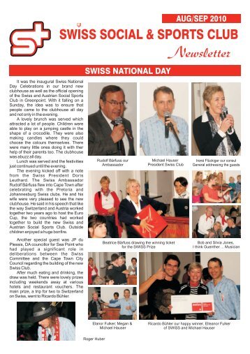 Newsletter August/September 2010 - Swiss Social & Sports Club