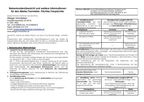 Nebenkosten Miete Renata Steiger Immobilien