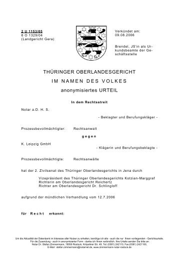 2 U 1153/05 - Dr. Stefan Zimmermann