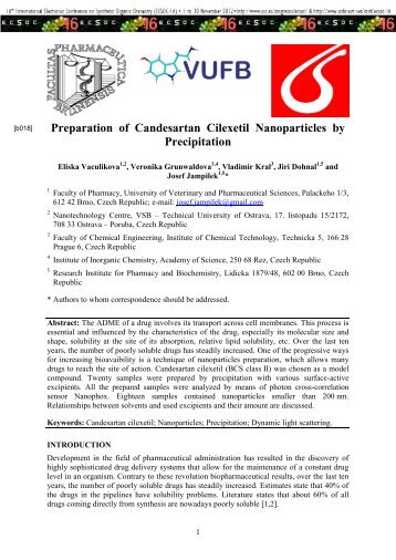Preparation of Candesartan Cilexetil Nanoparticles by Precipitation
