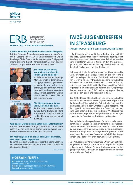 Mitarbeitendenzeitschrift Ekiba Intern / März / Ausgabe 02/2013