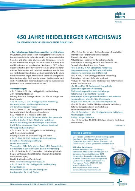 Mitarbeitendenzeitschrift Ekiba Intern / März / Ausgabe 02/2013