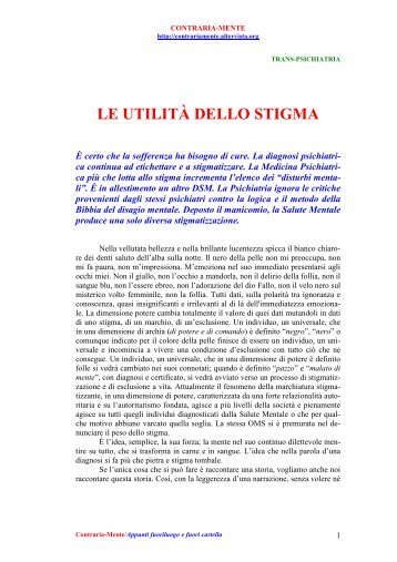 le utilità dello stigma - Contraria-Mente - Altervista