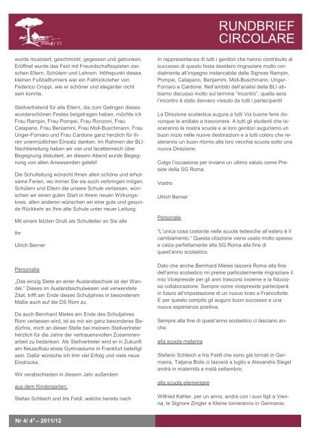 4. Rundbrief /4a circolare - Deutsche Schule Rom