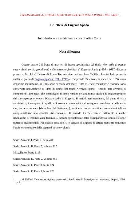 Le lettere di Eugenia Spada Introduzione e trascrizione a cura di ...