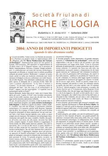 n. 3 - settembre 2004 - Società Friulana di Archeologia