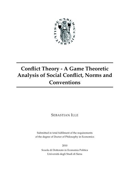 Conflict Theory Dipartimento Di Economia Politica