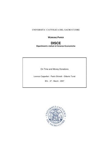 UNIVERSITA' CATTOLICA DEL SACRO CUORE - Università ...