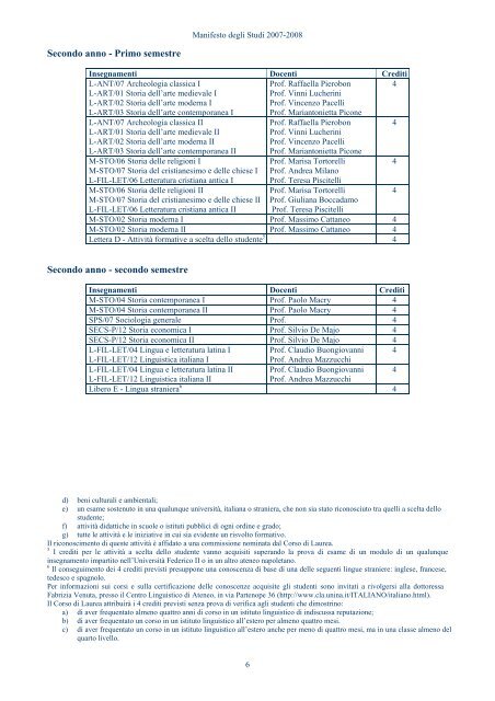 corso di laurea in storia - Facoltà di Lettere e Filosofia - Università ...