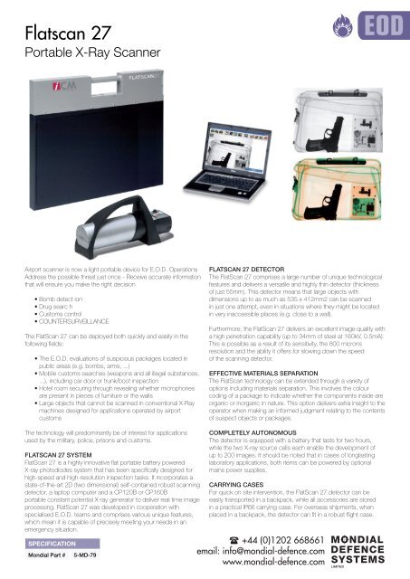 Flatscan 27 Portable Eod X Ray Scanner Mondial Defence