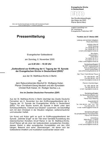 Die Pressemitteilung zum Eröffnungsgottesdienst der EKD-Synode ...