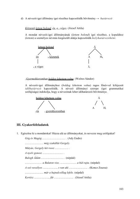 Grammatikai gyakorlókönyv mintaelemzésekkel és ... - MEK