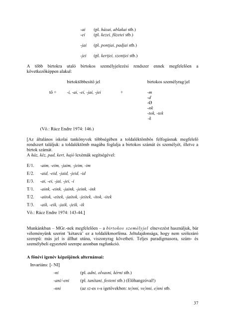 Grammatikai gyakorlókönyv mintaelemzésekkel és ... - MEK