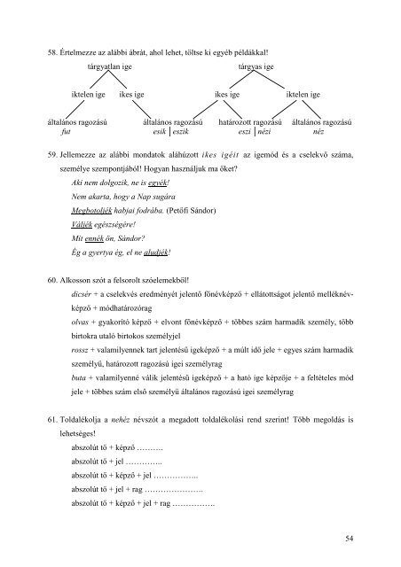 Grammatikai gyakorlókönyv mintaelemzésekkel és ... - MEK