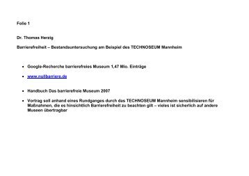 Folie 1 Dr. Thomas Herzig Barrierefreiheit – Bestandsuntersuchung ...