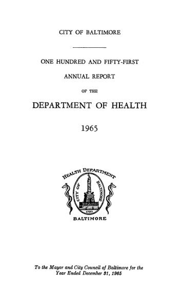 1965 - Baltimore City Health Department