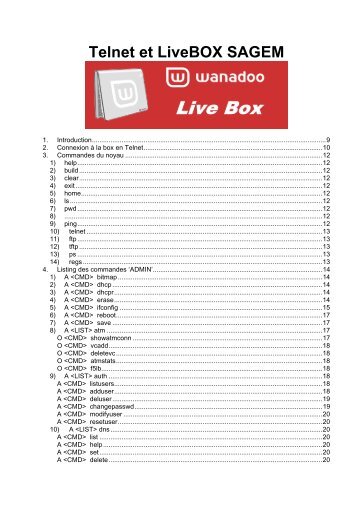 Telnet et LiveBOX SAGEM - Blogmotion