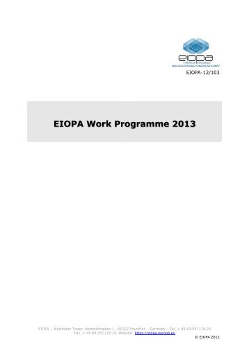 EIOPA Work Programme 2013 - EIOPA - Europa
