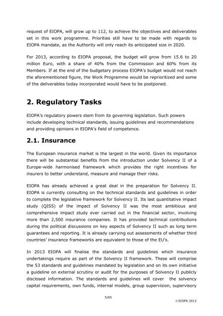 EIOPA Work Programme 2013 - EIOPA - Europa