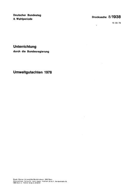 Unterrichtung Umweltgutachten 1978 - Deutscher Bundestag