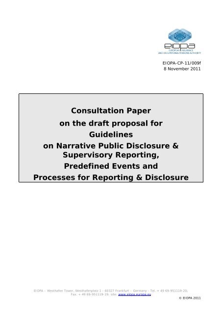 Consultation Paper on the draft proposal for ... - Eiopa - Europa