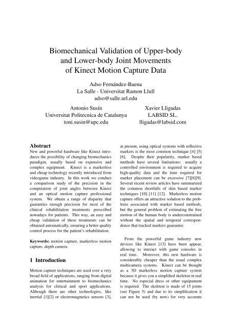 Biomechanical Validation of Upper-body and Lower-body Joint - UPC