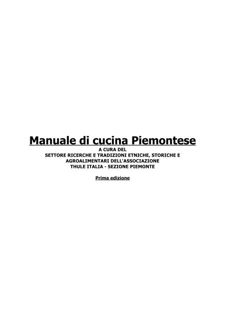 Manuale di cucina Piemontese - Thule Italia Piemonte