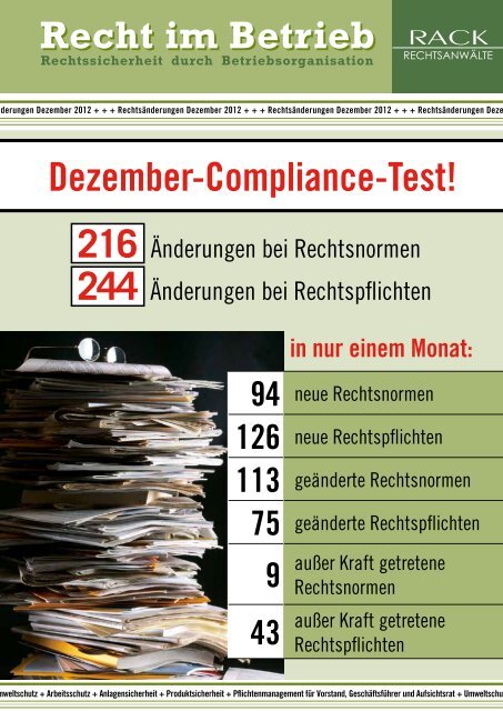 Compliance-Test Dezember 2012 - RACK rechtsanwaelte