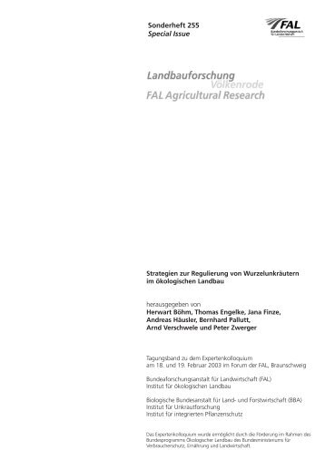 Sonderheft 255 Special Issue - Johann Heinrich von Thünen-Institut