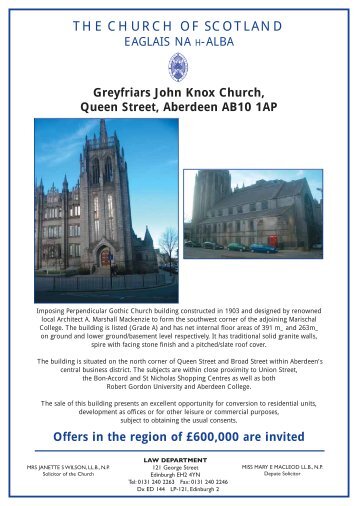 Greyfriars John Knox Church, Queen Street, Aberdeen AB10 1AP