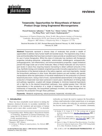 Terpenoids: Opportunities for Biosynthesis of Natural Product Drugs ...