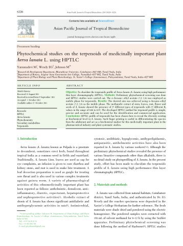 Phytochemical studies on the terpenoids of medicinally ... - Apjtb.com