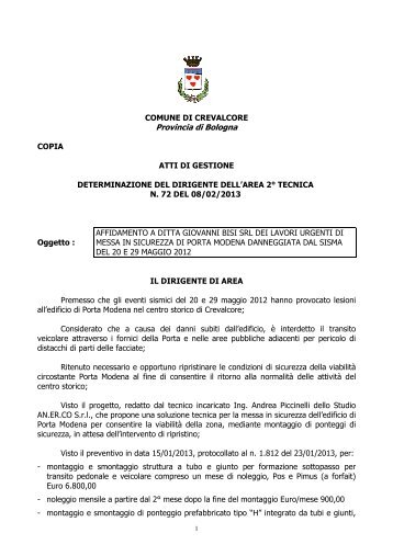 Determina Responsabile n. 71 del 08/02/2013 - Comune di ...