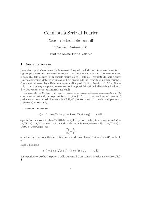 Cenni sulla Serie di Fourier - DEI