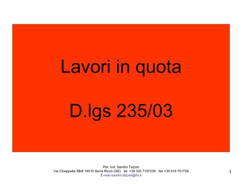 Lavori in quota - Collegio dei Geometri della provincia di Genova