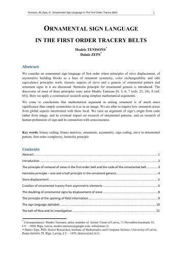 ornamental sign language in the first order tracery belts - DSpace